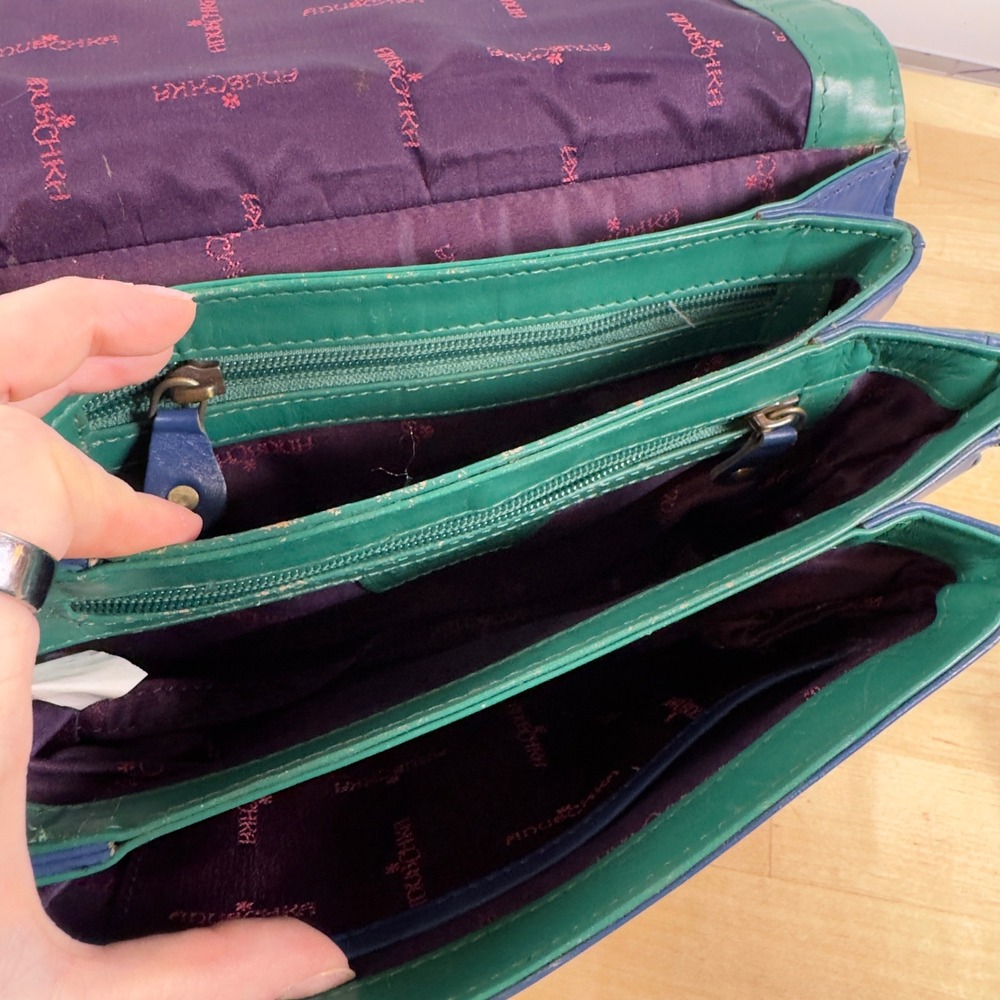Anuschka Green Hand-Painted Bird Crossbody Bag - Picture 7 of 12